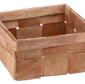 Canasta de madera cuadrada marrón 155 x 155 x 80 mm