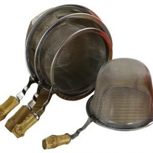 Bambus 70: Colador de acero inox Ø 70 mm con asa de bambú