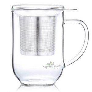 Theodor: Taza de cristal 500 ml con tapa y filtro de acero inoxidable