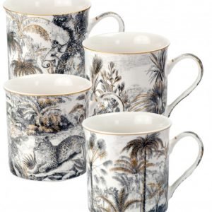 Ceylon: Set de 4 Taza de porcelana 300 ml, en la caja de regalo con ventana