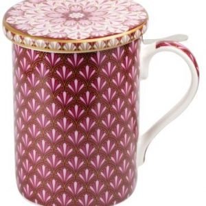 Taza de porcelana con tapa 'Atmosphere' roja 350 ml