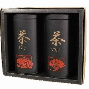 Thé Black: Set 2 latas con tapa , negro mate en caja de regalo