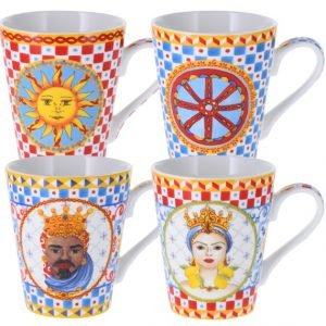 SICILIA: Set de 4 tazas porcelana 300ml en caja de regalo