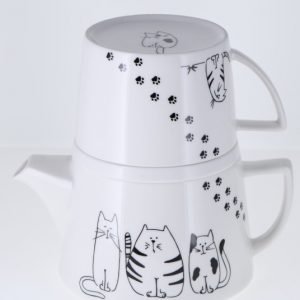 Funny cats: Juego 'té para uno' de fina porcelana china. 650ml