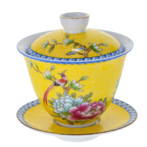 Gaiwan de Porcelana Gongfu Yazhen amarillo