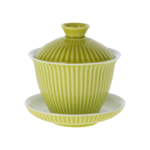 Gaiwan de porcelana de 130 ml, acanalado longitudinalmente verde