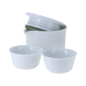 Juego de té para dos en porcelana fina con motivo de panal