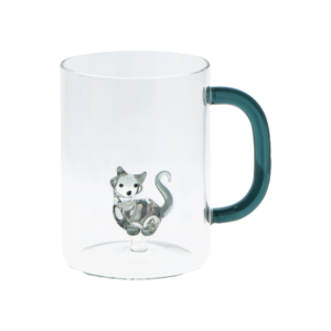 Taza de cristal Cat 420 ml con figurita