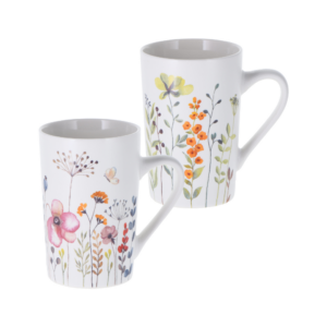 Taza de porcelana 385 ml, mate, 2 diseños surtidos
