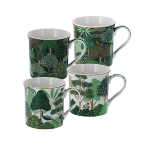 Taza de porcelana 'Woodland' 300 ml, juego de 4 piezas