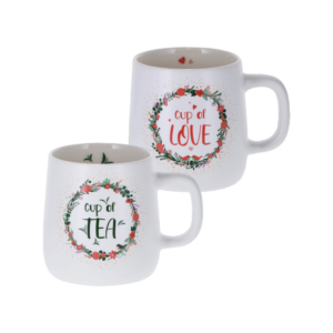 Pack de dos tazas de porcelana 'Tea & Love' 395 ml, 2 diseños surtidos