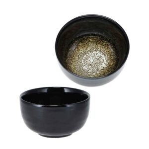 SHIZUKU SCHWARZ – Bol de matcha japonés 450 ml (13 × 7 cm)