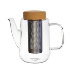WICKIE – Tetera de cristal 750 ml con colador de acero inoxidable y tapa de corcho