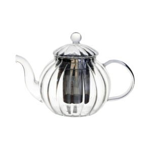 LAVEA – Tetera 800 ml de vidrio estriado con colador de acero inoxidable