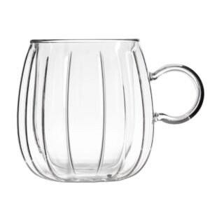 TULIP – Vaso de doble pared 250 ml de vidrio estriado