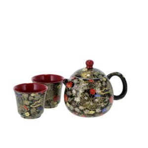 MORPHO – Juego de té de porcelana (tetera 150 ml + 2 tazas 50 ml) en caja de regalo