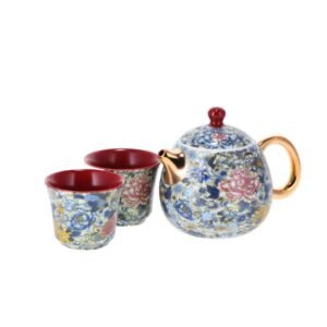 MINERVA – Juego de té de porcelana (tetera 150 ml + 2 tazas 50 ml) en envase de regalo
